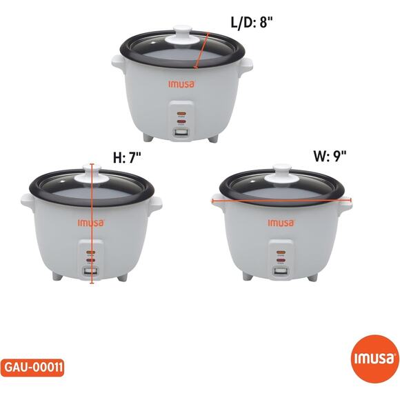 USA GAU-00011 Electric Nonstick Rice Cooker 3-Cup (Uncooked) 6-Cup (Cooked), Whi - Picture 6 of 8